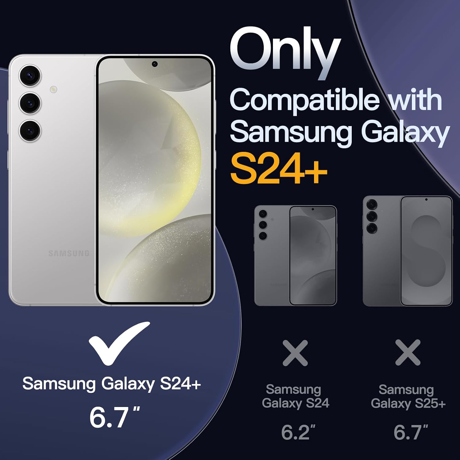 JETech Case for Samsung Galaxy S24 Plus, Anti-Yellowing, Clear