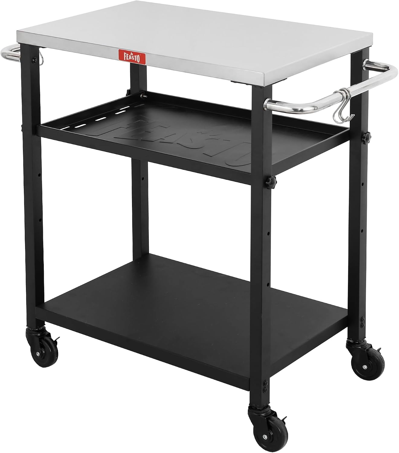 Feasto 3-Tier Outdoor Grill Cart, 26.6" x 16.1" Rolling Pizza Oven Table