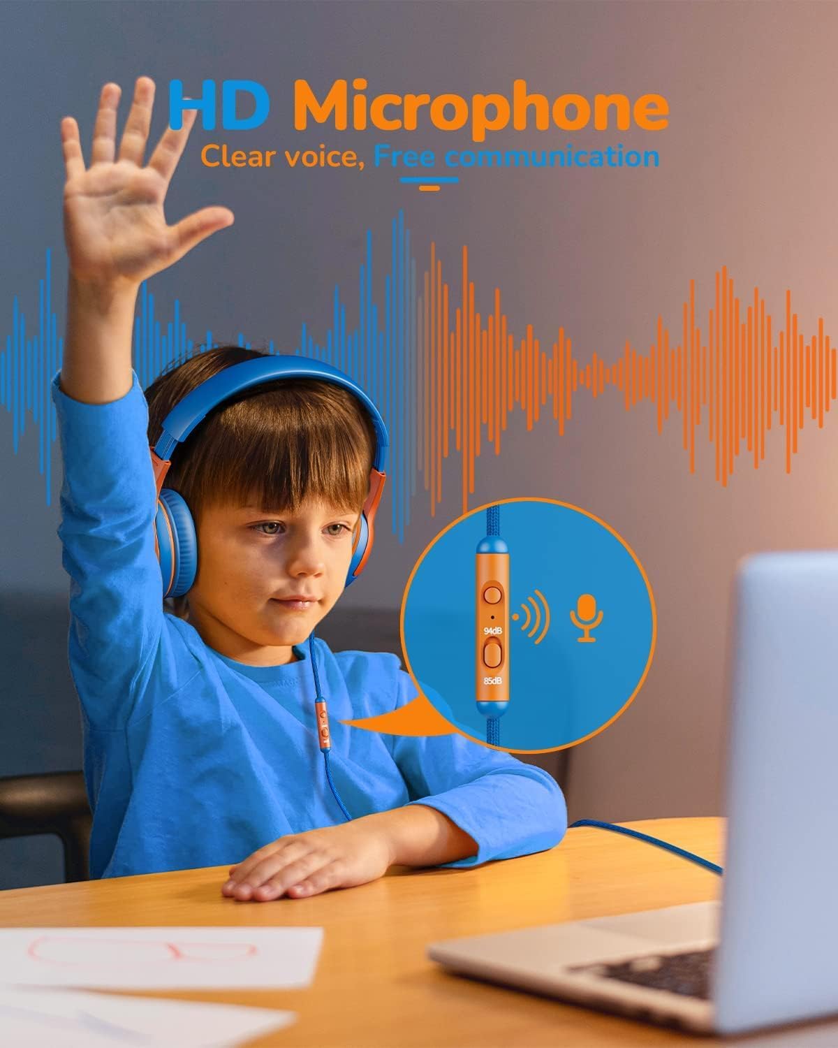 awatrue AT2 2PCS Kids Headphones for School Travel, 85/94dB Safe Volume