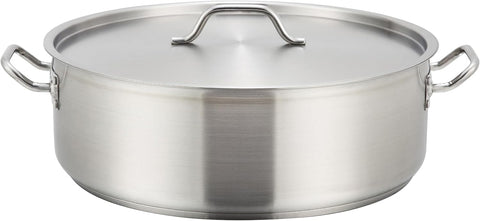 Winco 15 qt Stainless Steel Brazier Pan with Lid