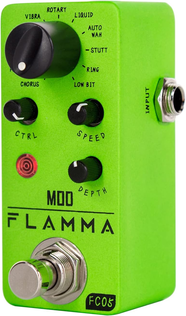 FLAMMA FC05 Modulation Guitar Pedal with Chorus Flanger Tremolo Phaser Vibrato Rotary Liquid Autowah Stutter Ring LowBit
