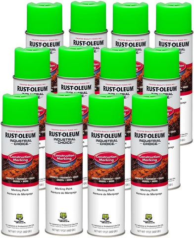 Rust-Oleum Construction Marking Spray Paint, Water-Based, Fluorescent Green