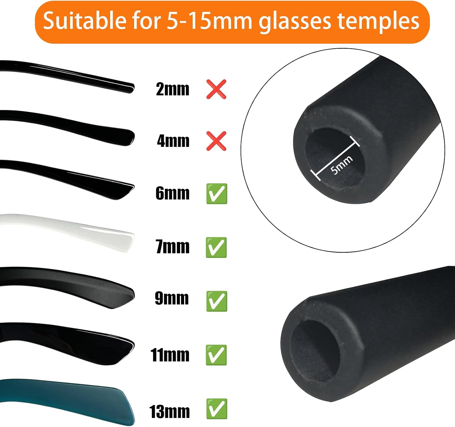 Non-Slip Glasses Strap Adjustable Cotton Cord, 3PCS Black