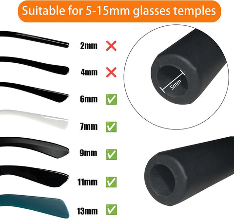 Non-Slip Glasses Strap Adjustable Cotton Cord, 3PCS Black