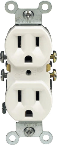 Leviton 15 Amp, 125 Volt, Duplex Receptacle, Residential Grade, Grounding, 10-Pack, 5320-WMP, White
