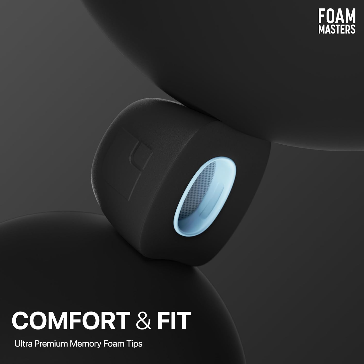 Foam Masters Ultra-Premium Memory Foam Ear Tips for AirPods Pro 1st & 2nd Gen | 3 Pairs | New Ver. | Secure Fit | Super Comfort | Better Noise Cancel | Replacement Buds (Assorted S/M/L, Black)