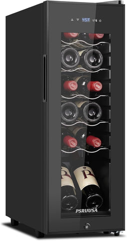12 Bottle Wine Fridge, Slim Wine Cooler Refrigerator
