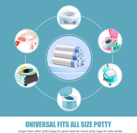 Portable Travel Potty Chair Liners Bags with Drawstring 90 PCS (18×20 INCH)