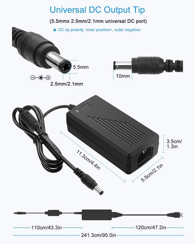 ALITOVE DC 12V 5A Power Supply Adapter Converter Transformer 60W AC 100-240V Input with 5.5x2.5mm DC Output Jack for 5050 3528 LED Strip Module Light