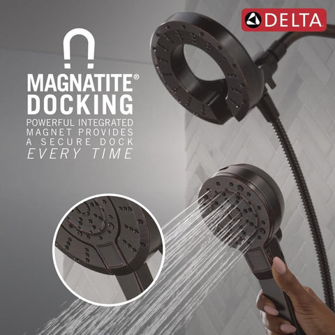 Delta 5-Setting In2ition 2-in-1 Dual Shower Head with Handheld High Pressure ProClean Spray, Oil Rubbed Bronze Detachable Shower Head with Hose, 1.75 GPM Flow Rate, Venetian Bronze 75548RB