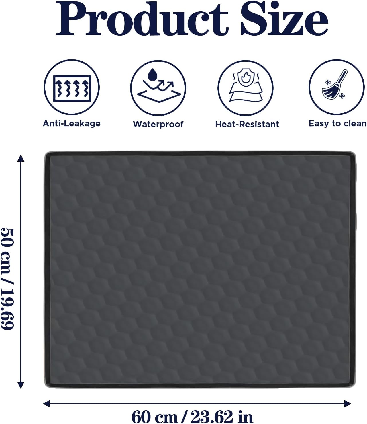 Dishwasher Drain Pan Mat,Black 24''x20'' Dishwasher Drip Tray with Raised Edge,Non-Slip Silicone Dishwashers Drain Pan Floor Mat,Anti-Leakage Dish Washer Tray for Mini Dish Washers
