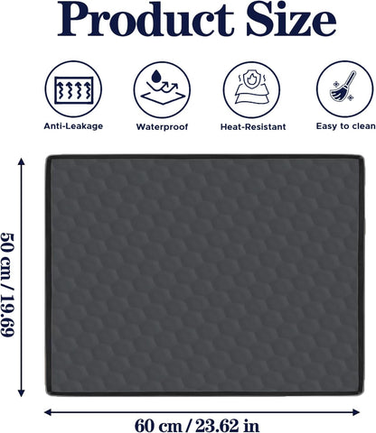 Dishwasher Drain Pan Mat,Black 24''x20'' Dishwasher Drip Tray with Raised Edge,Non-Slip Silicone Dishwashers Drain Pan Floor Mat,Anti-Leakage Dish Washer Tray for Mini Dish Washers