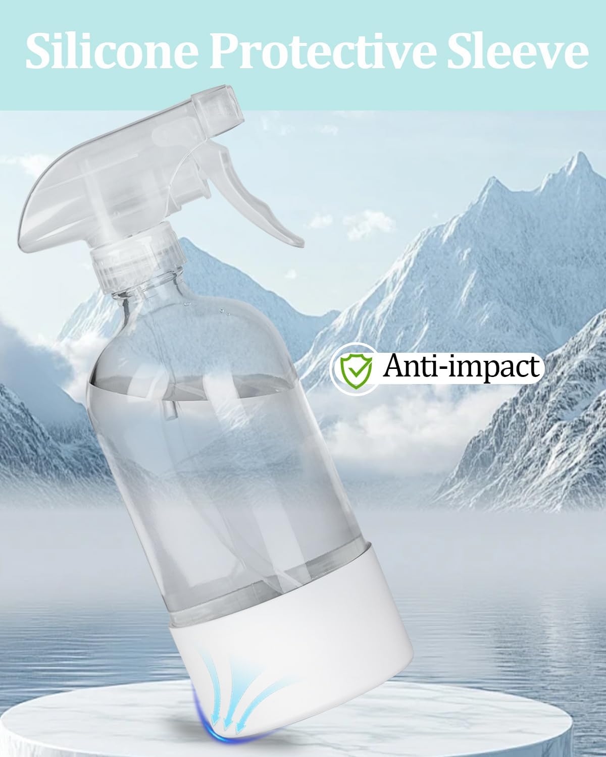 2 Pack 360° Glass Spray Bottles with Silicone Sleeve White