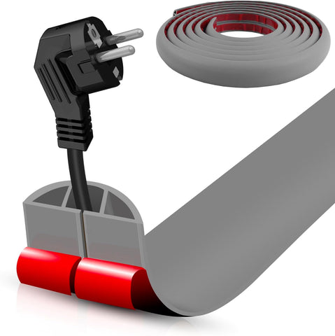 Floor Cord Cover Self Adhesive Cord Hider,10FT Cable Management, Extension Strip Protector for Wires, Prevent Cable Trips for Offices, Gyms, Exhibitions Cavity:0.39"(W) x 0.27"(H) Gray