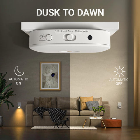 Lyridz Plug in Night Light with Motion Sensor and Dusk to Dawn Sensor, Dimmable Warm Nightlight with 1-50lm Adjustable Brightness Indoor for Bedroom, Bathroom, Stairs, Hallway, 2 Pack