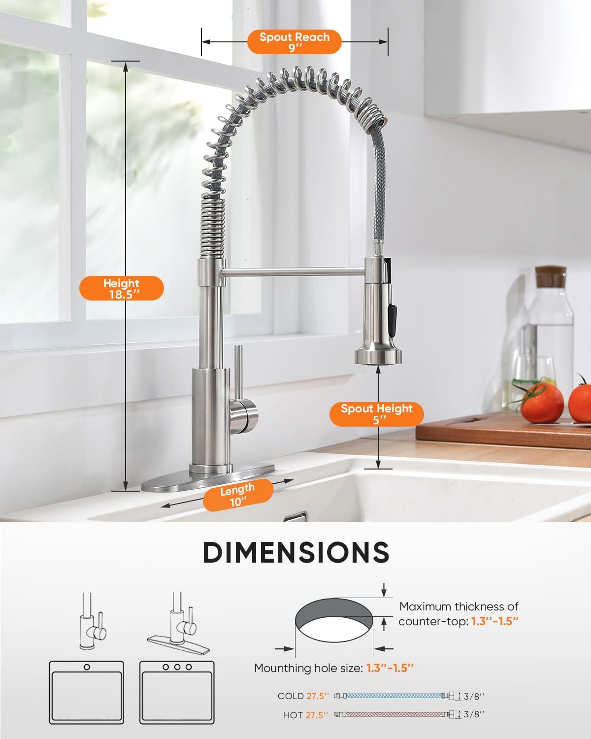 Kitchen Faucet with Pull Down Sprayer Brushed Nickel