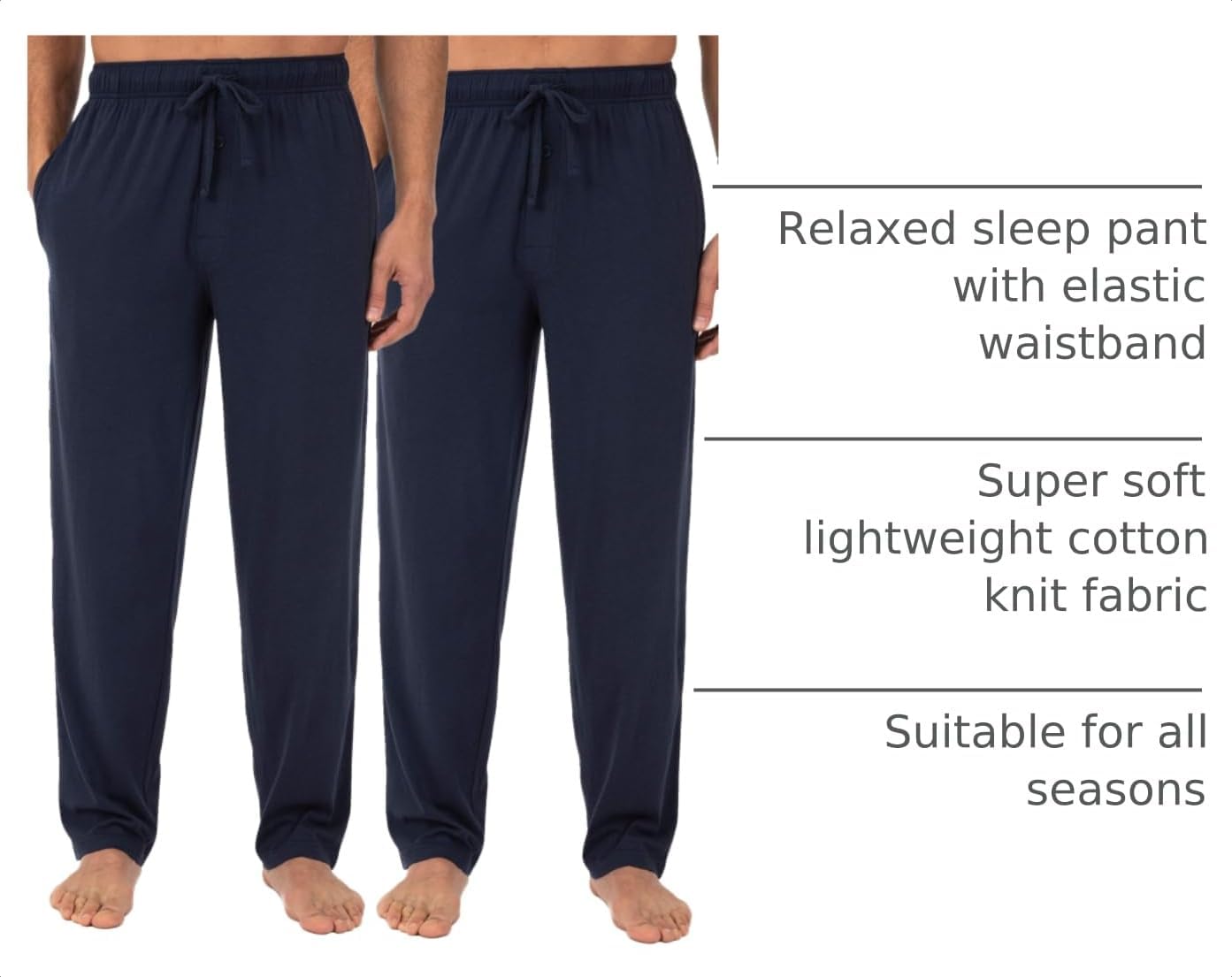 Fruit of the Loom Men's Extended Sizes Jersey Knit Sleep Pajama Lounge Pant (1 & 2 Packs)