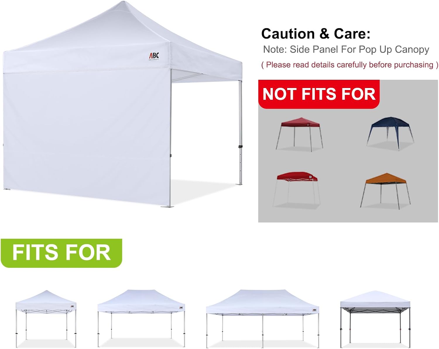 ABCCANOPY Instant Canopy SunWall 10x20 FT No Frame or Top, White