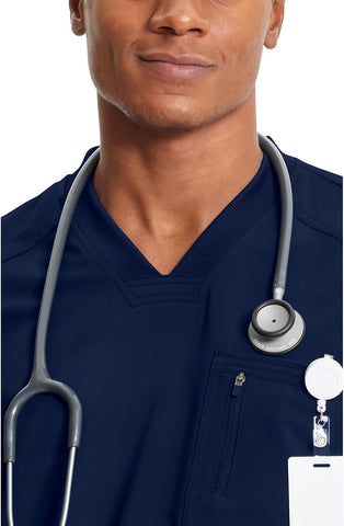 Cherokee Infinity Mens Scrubs Top V-Neck Modern Fit 2 Pocket 360° Stretch