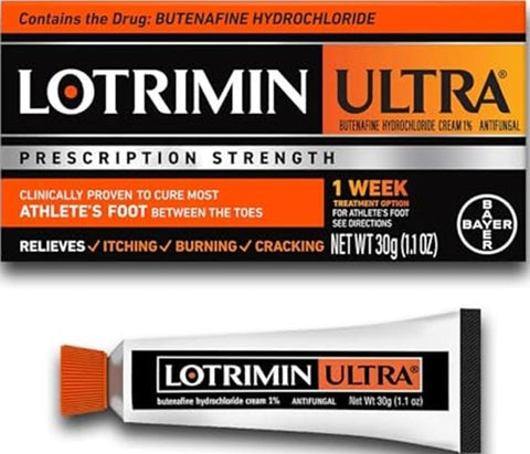 Lotrimin Ultra 1 Week Athlete's Foot Treatment, Prescription Strength Butenafine Hydrochloride 1%, Cures Most Athlete’s Foot Between Toes, Cream, 1.1 Oz
