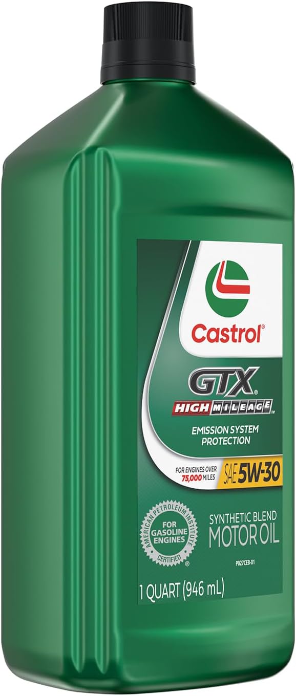 Castrol GTX High Mileage 5W-30 Synthetic Blend Motor Oil, 1 Qt, Pack of 6