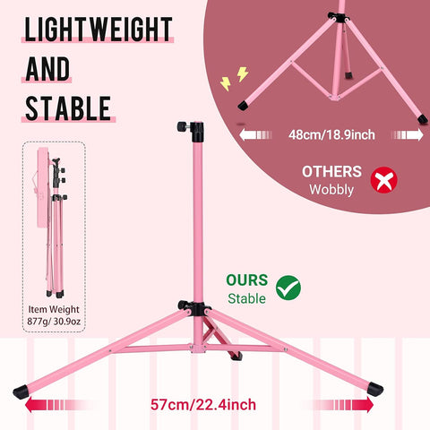 CAHAYA Sheet Music Stand Portable Folding Dual Use Desktop Book Holder Pink