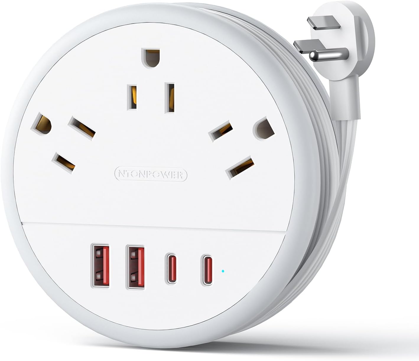 NTONPOWER Travel Power Strip 20W, Travel Essentials, Cruise Essentials 2026 3 Outlets 4 USB Ports(2 USB C), 4FT Wrapped Around Extension Cord for Travel Cruise Ship Beach Vacation Essentials
