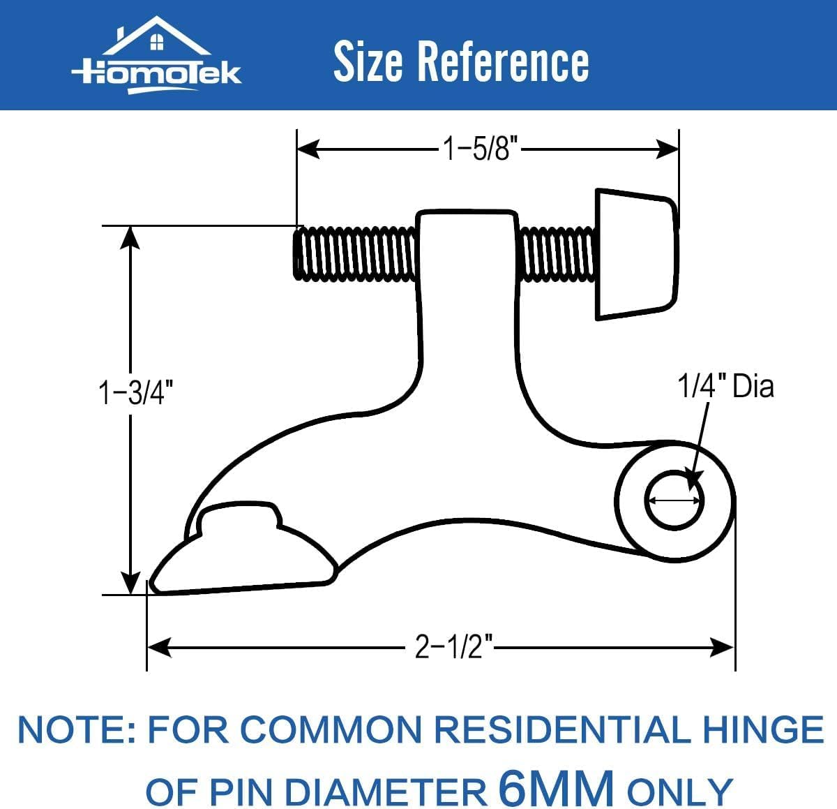 HOMOTEK 36 Pack Hinge Pin Antique Brass Door Stopper, Adjustable Deluxe Heavy Duty Door Stopper 2-1/2"x1-3/4”, with Black Rubber Bumper Tips