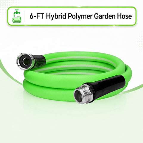 UNCO- Hybrid Polymer Leader Garden Hose, 5/8" ID x 6 FT, 3/4" Fittings