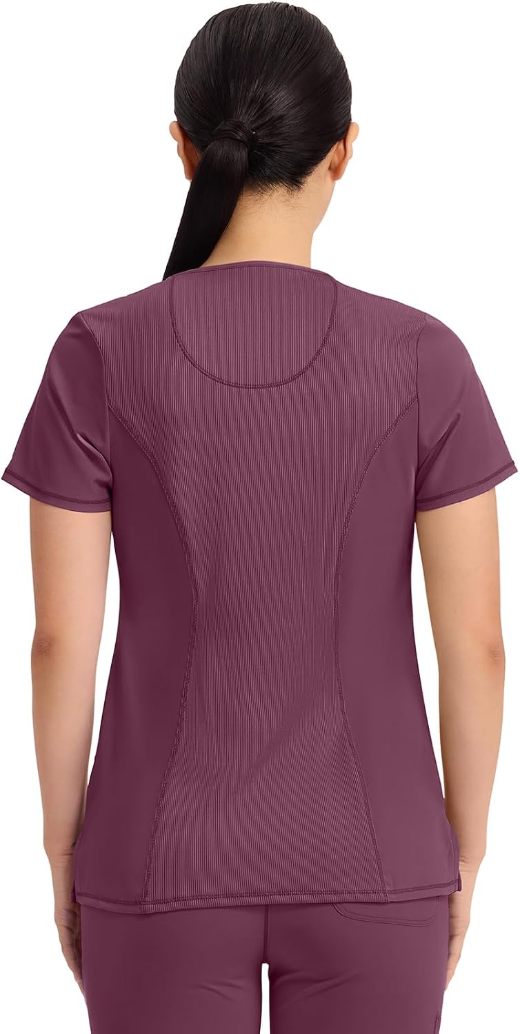 Cherokee Infinity Womens Round Neck Scrub Top with 3 Pockets