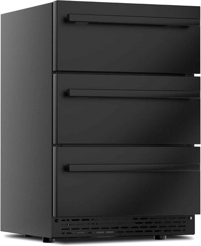 3-Tier Drawer Beverage Refrigerator,Undercounter & Built-in Beverage Fridge Hold 180 Can, 24 inch Waterproof Outdoor Freestanding Beverage Cooler for Home & Commercial Use (Black)