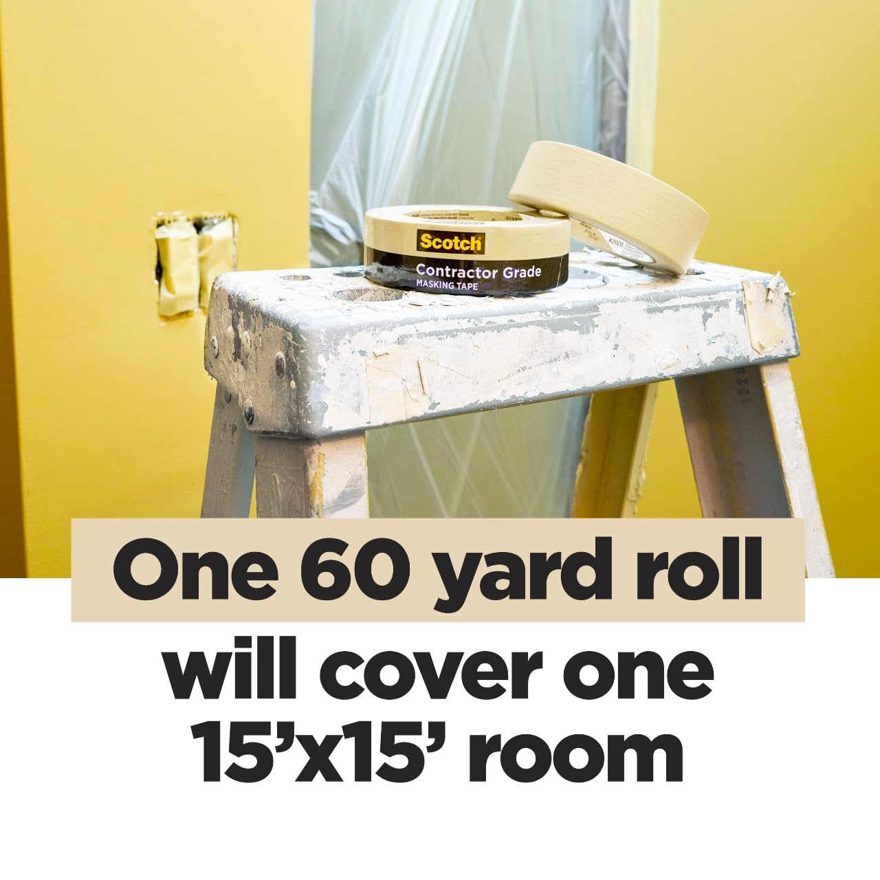 Scotch Contractor Grade Masking Tape 1 Inch Wide, 6 Rolls