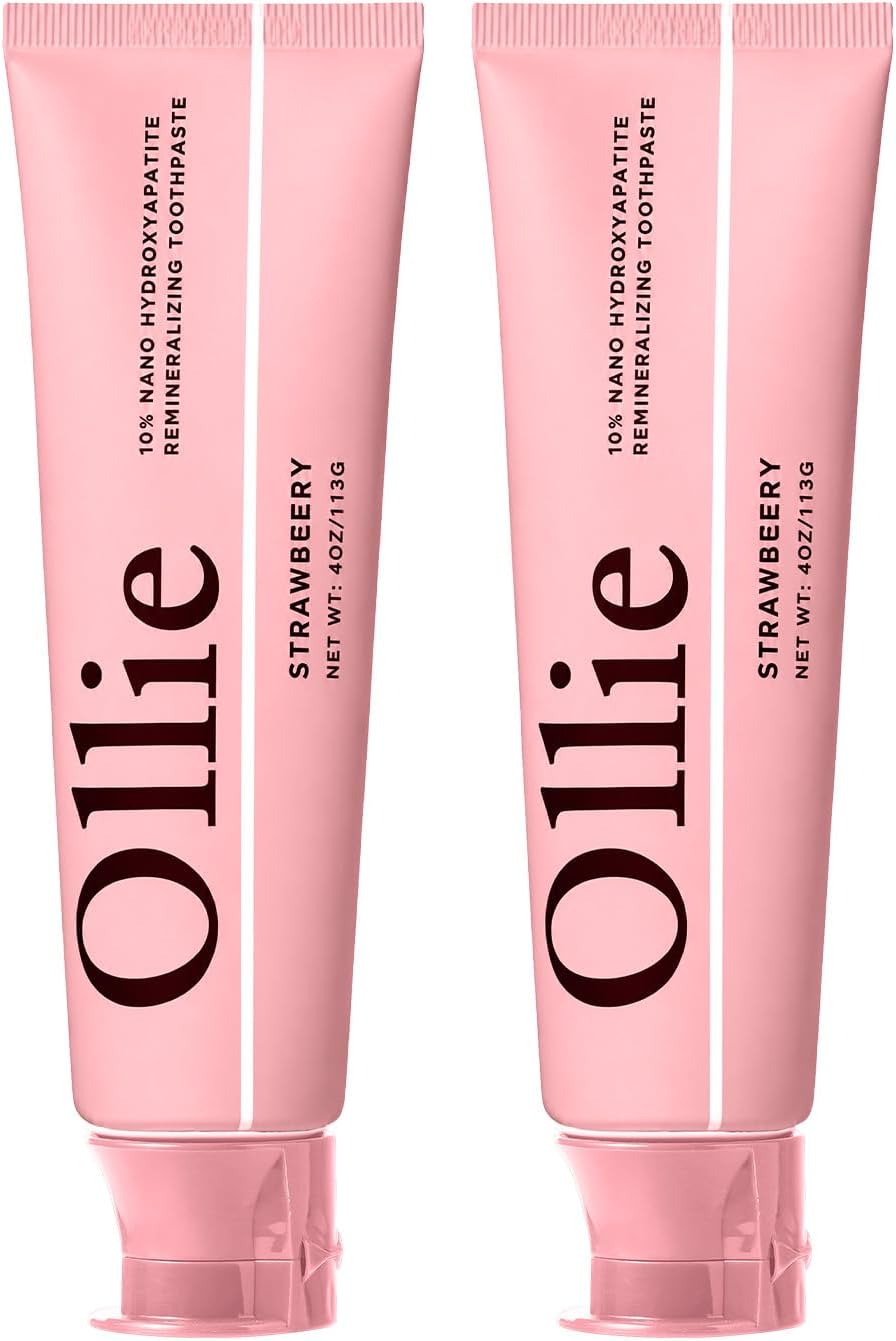 Ollie Fluoride Free 10% Nano Hydroxyapatite Toothpaste, Strawberry, 2 Pack