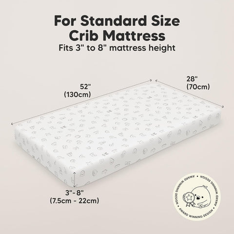 KeaBabies 2pk Organic Cotton Crib Sheets for Boys Girls 52x28, ABC Land Sky