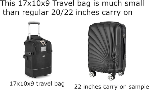 Boardingblue 17x10x9 Inches United Airlines Rolling Personal Item Under Seat Travel Bag Suitable For Major Airlines, Not Suitcase, Rolling Travel Bag Design (Black, 17x10x9 Inches)