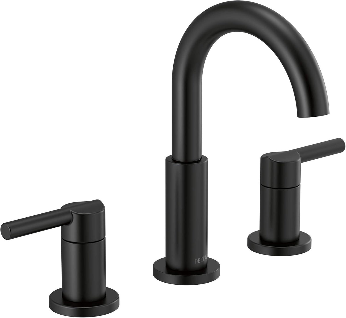 Delta Faucet Nicoli Widespread Bathroom Faucet 3 Hole, Matte Black Bathroom Faucet, Bathroom Sink Faucet, 2 Handle Bathroom Faucet, Bath Faucet, Drain Assembly, Matte Black 35749LF-BL