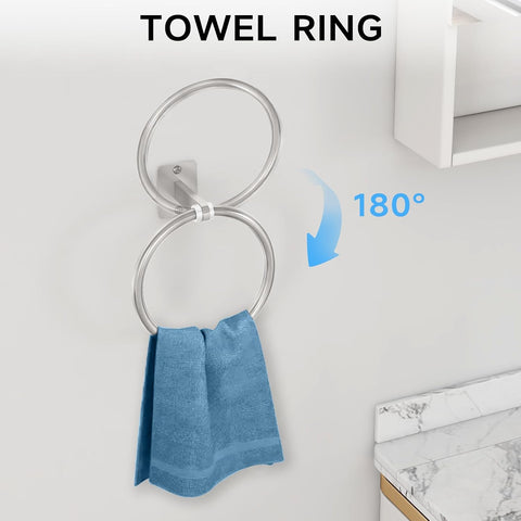 KLJKPA 8-Piece Brushed Nickel Bathroom Hardware Set, 24 inch Towel Bar