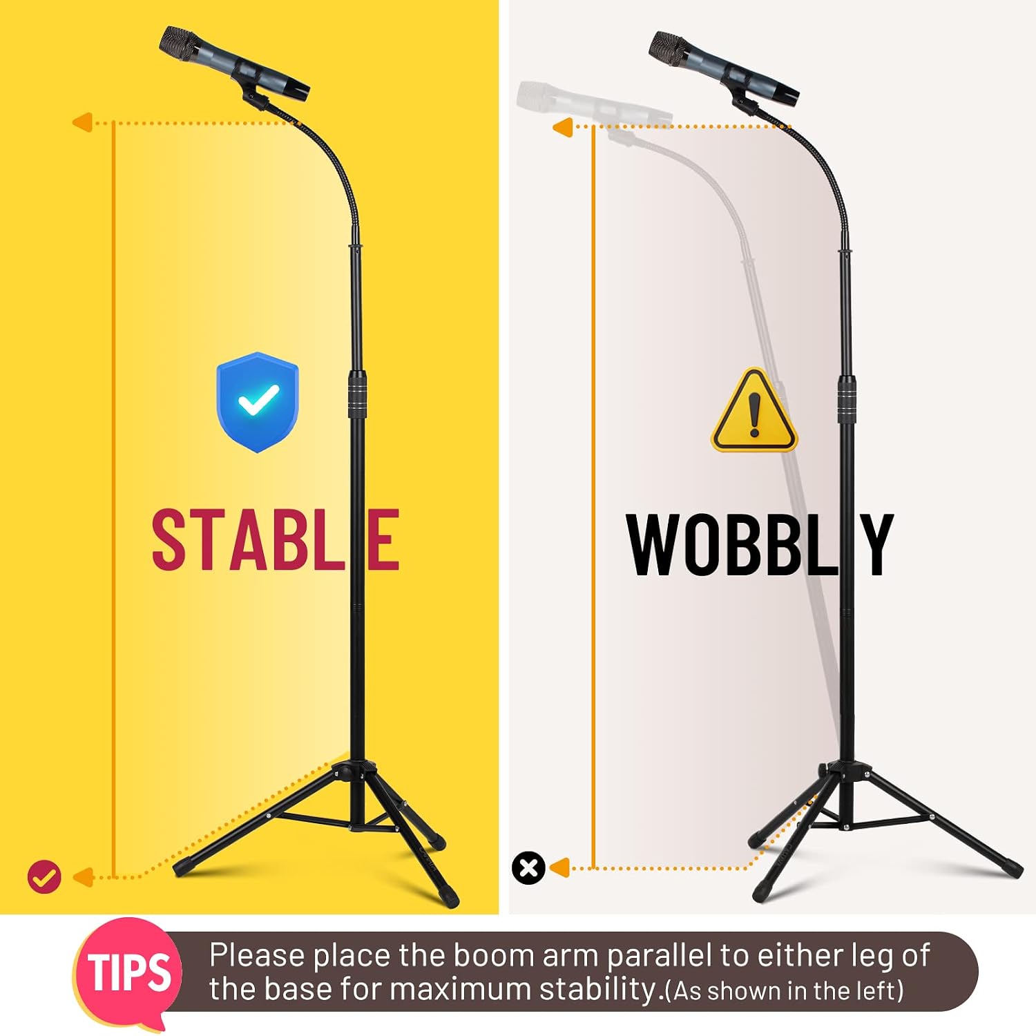 CAHAYA Mic Stand Dual-use Floor Microphone Stand Gooseneck Phone Holder
