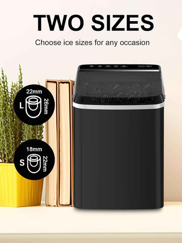 KRIB BLING Portable Ice Cube Machine, Countertop Ice Maker, Black