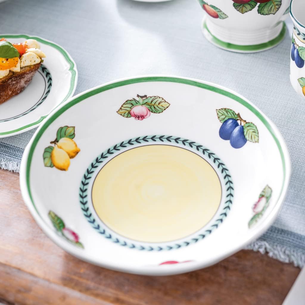 Villeroy & Boch French Garden Fleurence Pasta Bowl, Premium Porcelain, Made in Germany, 9.25 in/37 oz, White/Colored