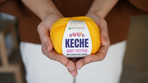 Keche Baby Cotton, 60% Cotton 40% Acrylic Yarn, Soft Cotton Yarn for Crochet and Knitting, Amigurumi Yarn 1 Skein/Ball 1.76 Oz (50g) / 180 Yrds (165m) - Olive Green