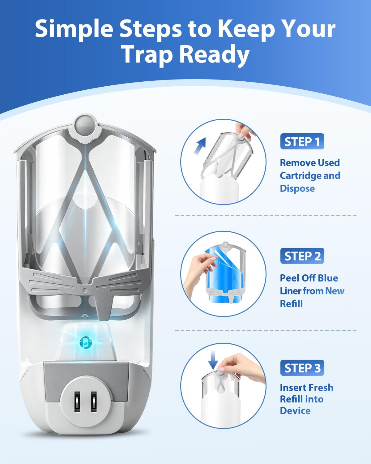 UBeesize 12 Pack Insect Trap Refill Cartridges, 2026 Upgraded Strong Adhesive Refills for Indoor Plug-in Bug Traps, Compatible with M364 and Max Devices, Easy to Replace and Long Lasting