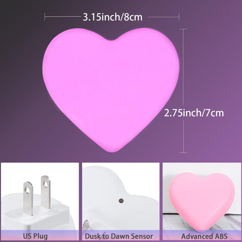 INZU Night Lights Plug into Wall, LED Night Light for Kids, Cute Nightlight with Auto Dusk to Dawn Sensor, LED Nightlight with Soft Warm Light for Bedroom, Nursery, Bathroom, Hallway (4Pack Pink)