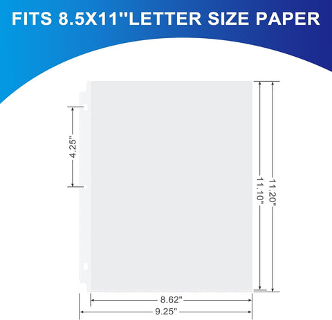 100 Pack Clear Sheet Protectors, 8.5 x 11 inch Page Protectors