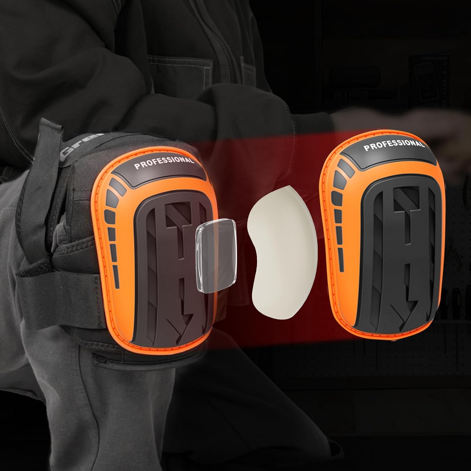 GRENPRO Heavy Duty Knee Pads for Men, Gel Foam, Construction Work
