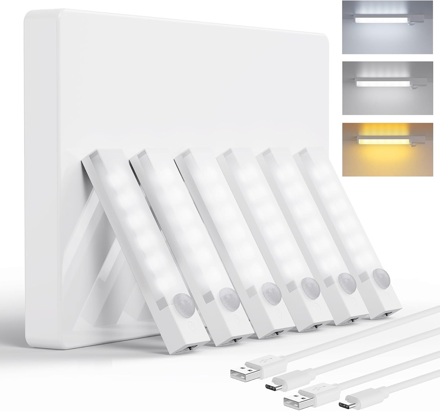 4-in Under Cabinet Lighting Rechargeable,Wireless Motion Sensor 6Pack