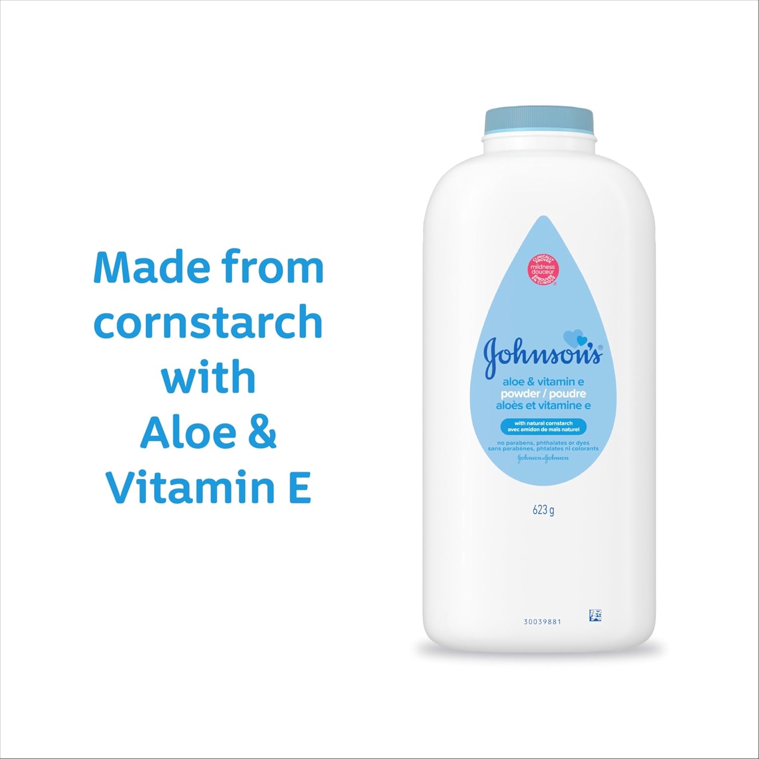 Johnson's Baby Powder with Naturally Derived Cornstarch, Aloe & Vitamin E for Delicate Skin, Hypoallergenic, Free of Parabens, Phthalates & Dyes for Gentle Baby Skin Care, 15 oz (Pack of 3)