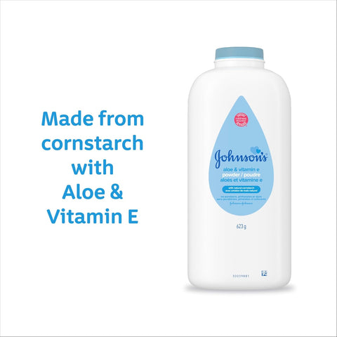 Johnson's Baby Powder with Naturally Derived Cornstarch, Aloe & Vitamin E for Delicate Skin, Hypoallergenic, Free of Parabens, Phthalates & Dyes for Gentle Baby Skin Care, 15 oz (Pack of 3)