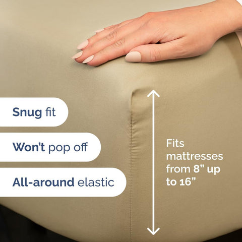 Full Size 4 Piece Sheet Set - Comfy Breathable & Cooling Sheets - Beige