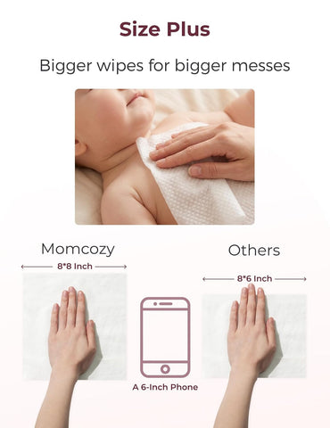 Momcozy Baby Wipes Travel Size, Extra Large 99% Water Based Wet Wipes